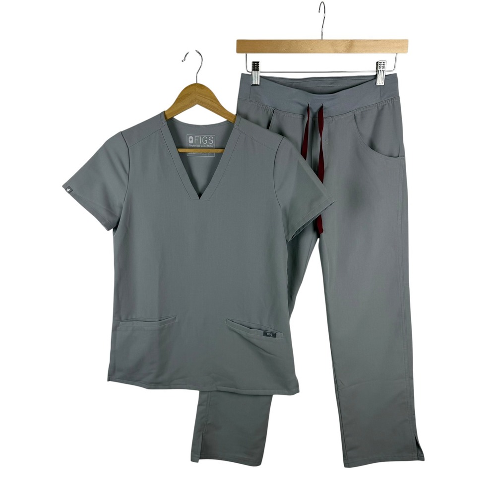 Figs Technical Scrub Set Size XXS Petite Grey Casma Top Kade Pants Medical Comfy